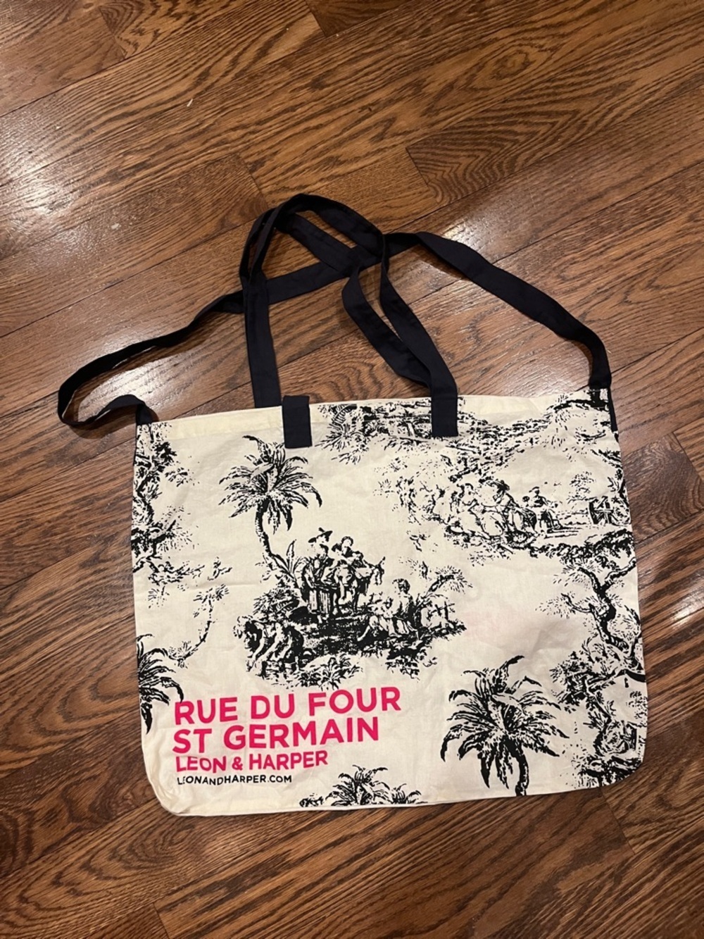 Leon and Harper Rue Du Four St Germain Canvas Tote Bag - Cream & Black - Picture 2 of 3